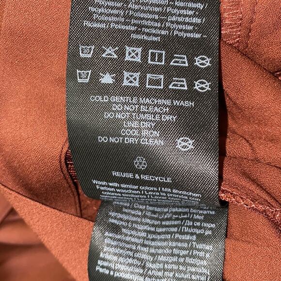 Vero Moda Odette Brown Ruffle Calf Dress NWT Sz M Women’s Polyester Tie Back - Picture 15 of 15